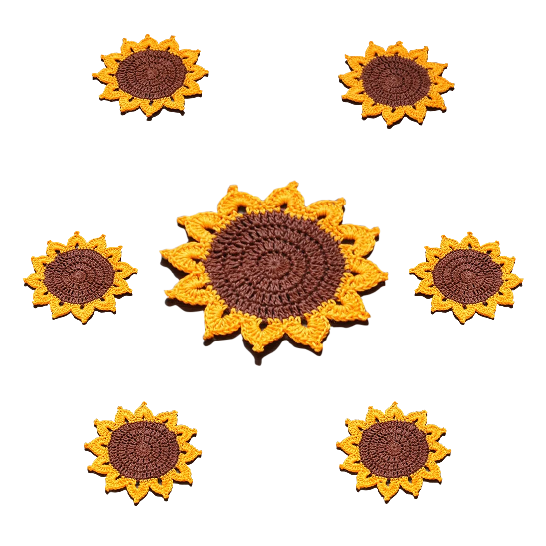 Bright & Cheery Sunflower Crochet Placemat & Coaster Set Image-3