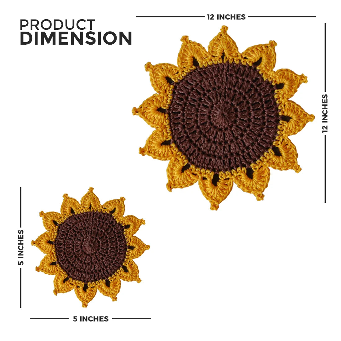 Bright & Cheery Sunflower Crochet Placemat & Coaster Set