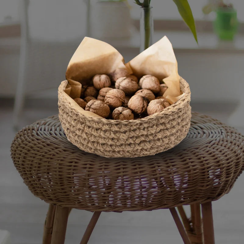 Handmade Crafts Jute Organizer Crochet Baskets - Set of 3 Image-3