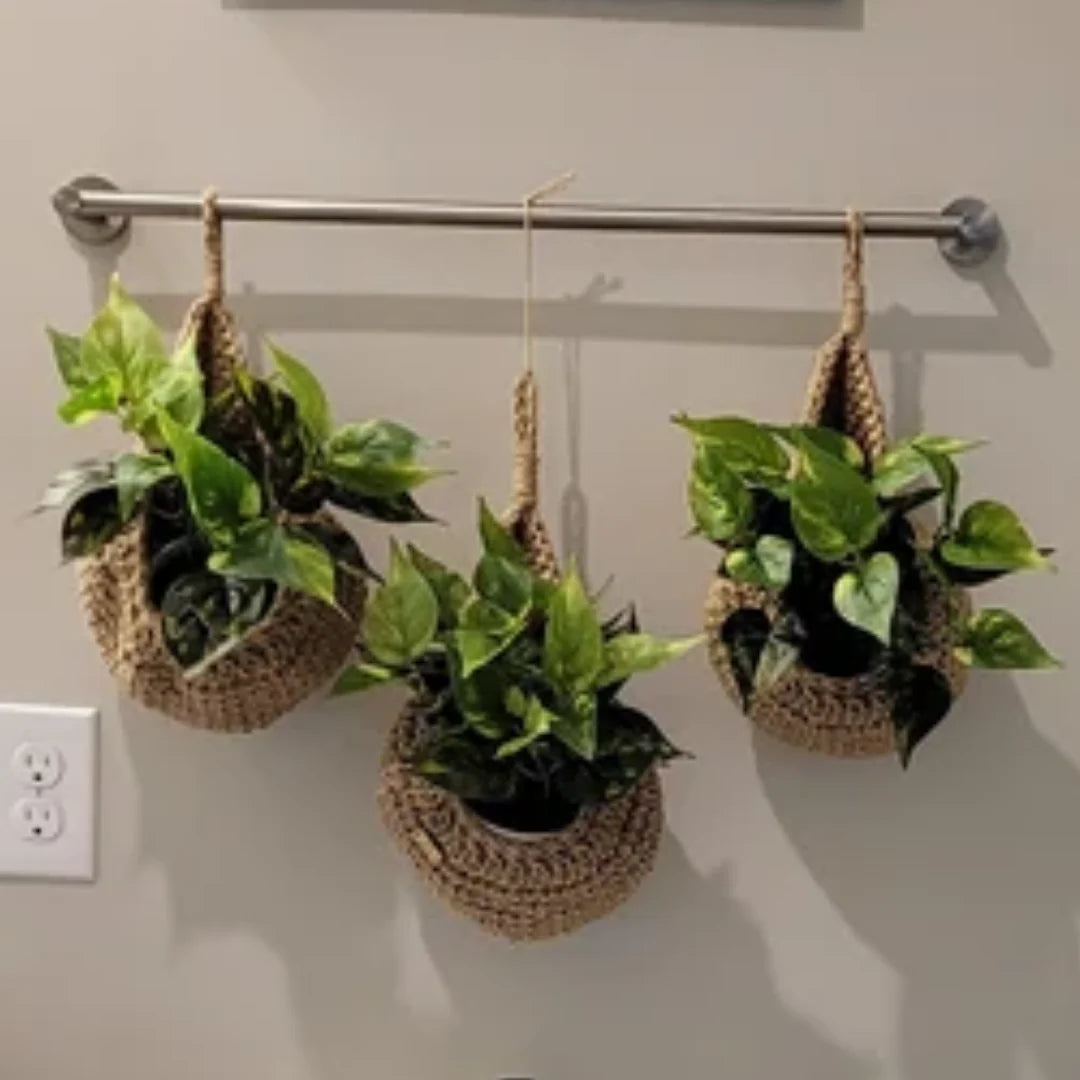 Jute Crafts Hanging Wall Planters Cum Baskets - Set of 2 Image-15