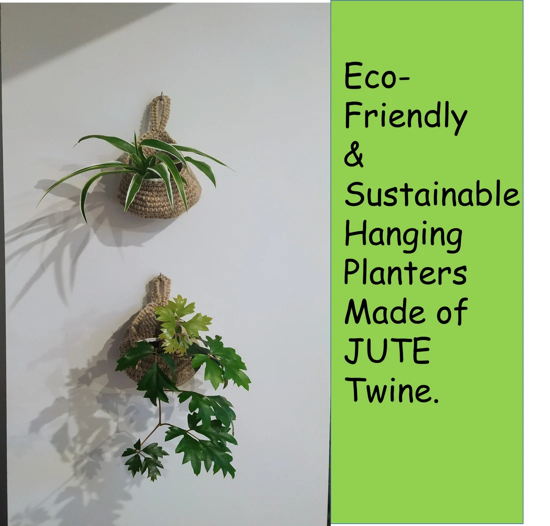 Jute Crafts Hanging Wall Planters Cum Baskets - Set of 2 Image-16