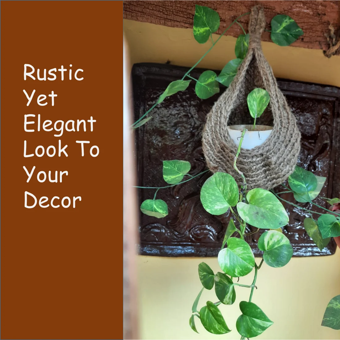 Jute Crafts Hanging Wall Planters Cum Baskets - Set of 2 Image-17