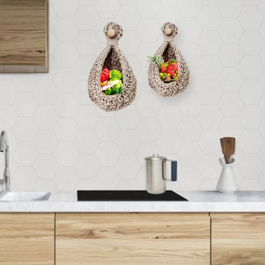 Jute Crafts Hanging Wall Planters Cum Baskets - Set of 2 Image-10