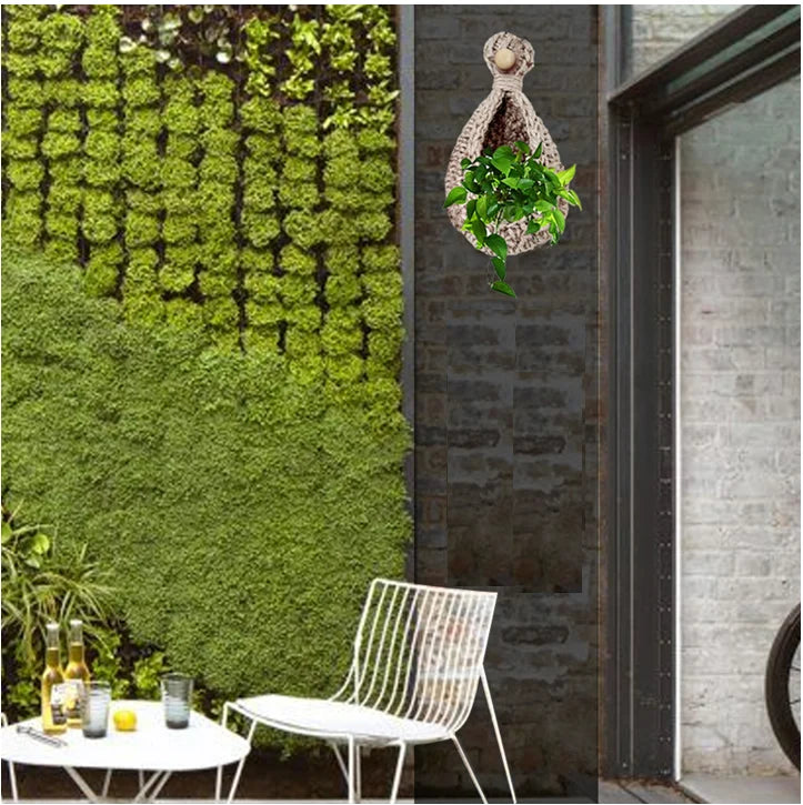 Jute Crafts Hanging Wall Planter Cum Basket Image-5