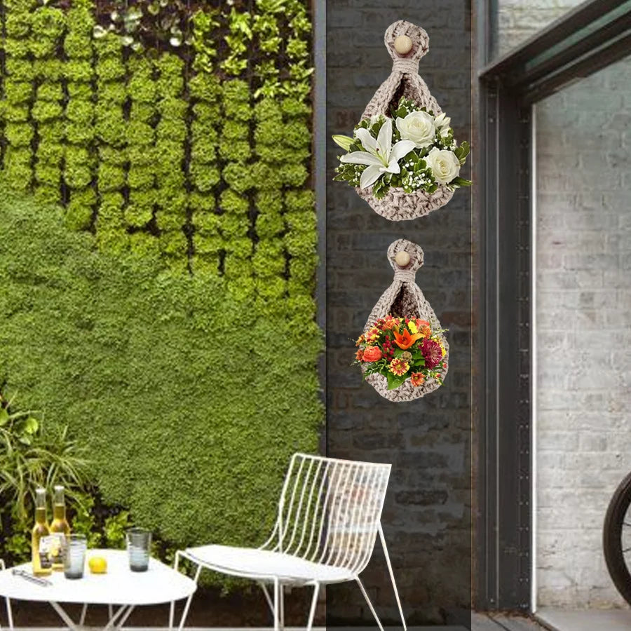 Jute Crafts Hanging Wall Planters Cum Baskets - Set of 2 Image-9