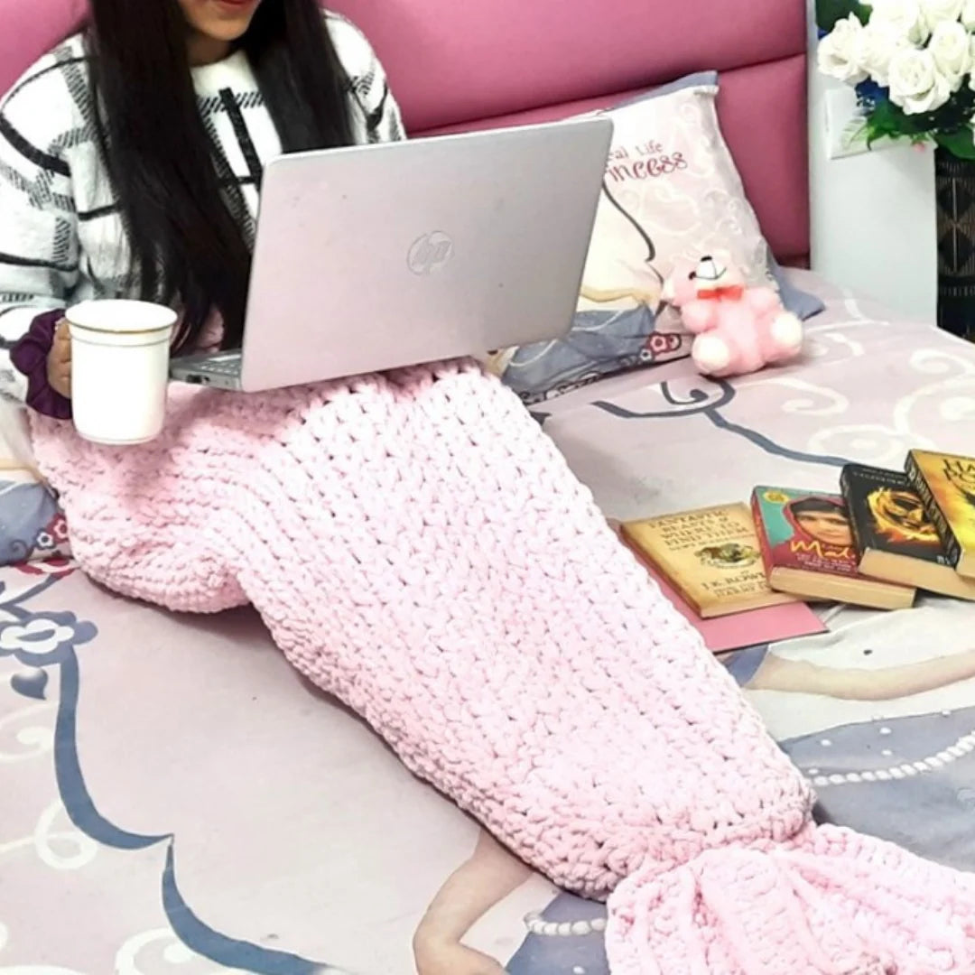 Handmade Crafts Crochet Mermaid Blanket Image-7
