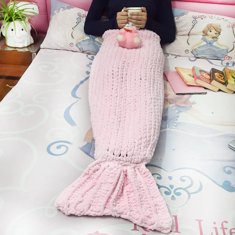 Handmade Crafts Crochet Mermaid Blanket Image-4