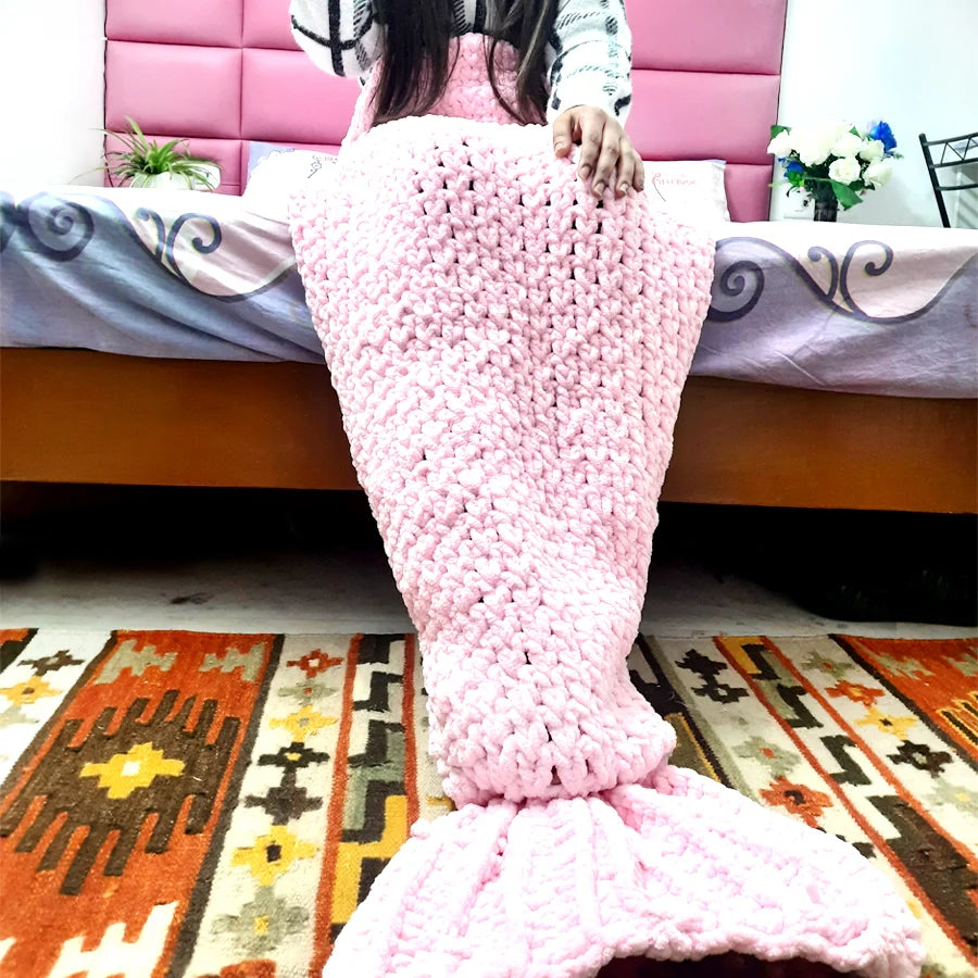 Handmade Crafts Crochet Mermaid Blanket Image-5