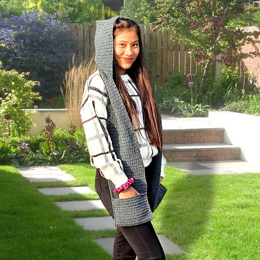 Handmade Crochet Multi functional 3 in 1 Design - Muffler With Hoodie & Pockets Image-1