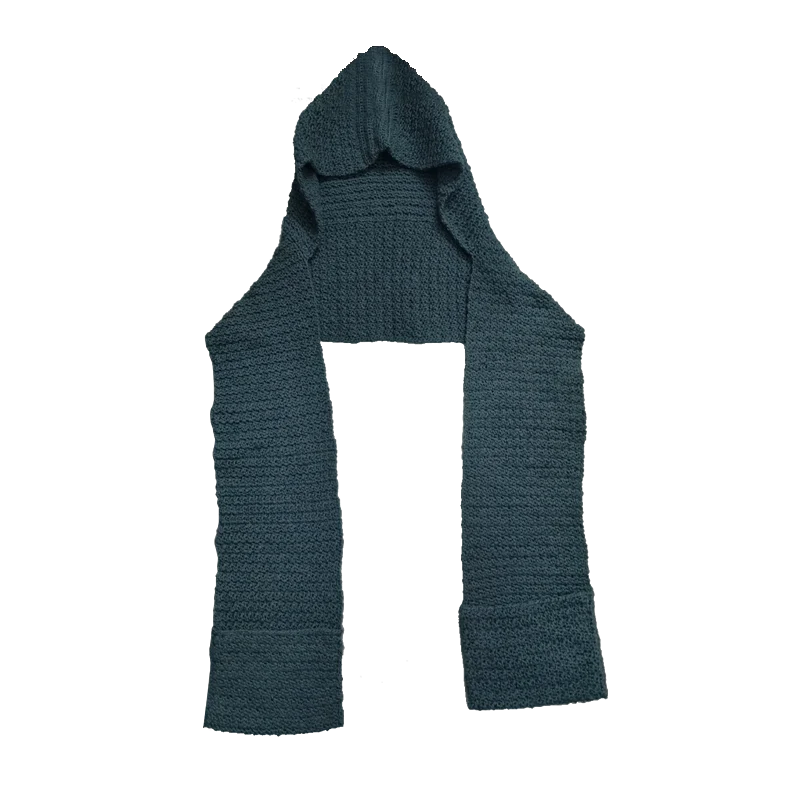 Handmade Crochet Multi functional 3 in 1 Design - Muffler With Hoodie & Pockets Image-7